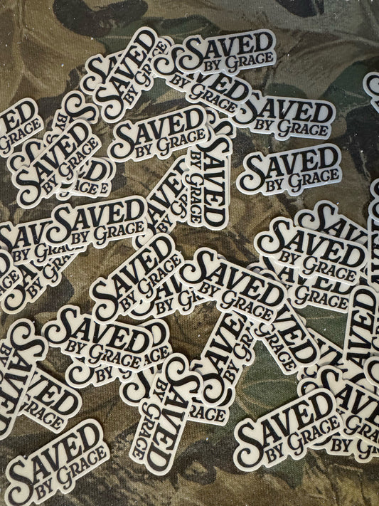 SAVED BY GRACE DIE CUT STICKER